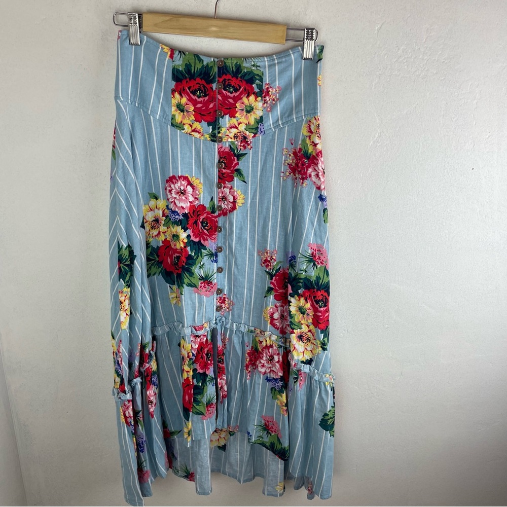 Anthropologie Striped Floral Maxi Skirt